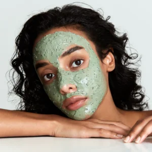 beautiful woman with AXIS-Y Mugwort Pore Clarifying Wash Off Pack
