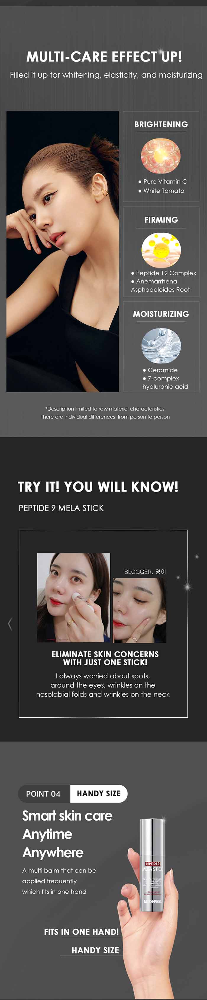 Peptide 9 Mela Stick description beauty product