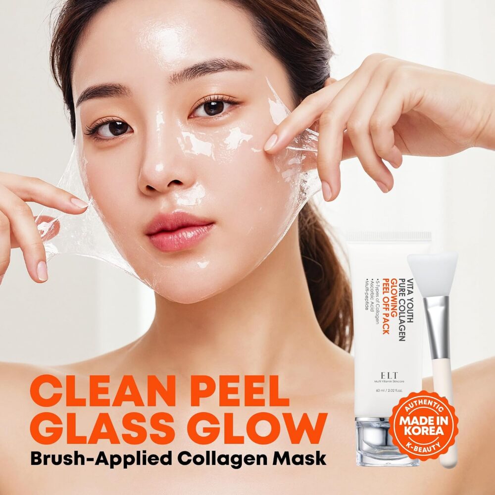 ELT Vita-Youth Pure Collagen Glowing Peel Off Pack (60 ml/2.02 fl.oz) with Silicone Brush